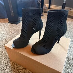 Elegant Black Peep-Toe Ankle Boots